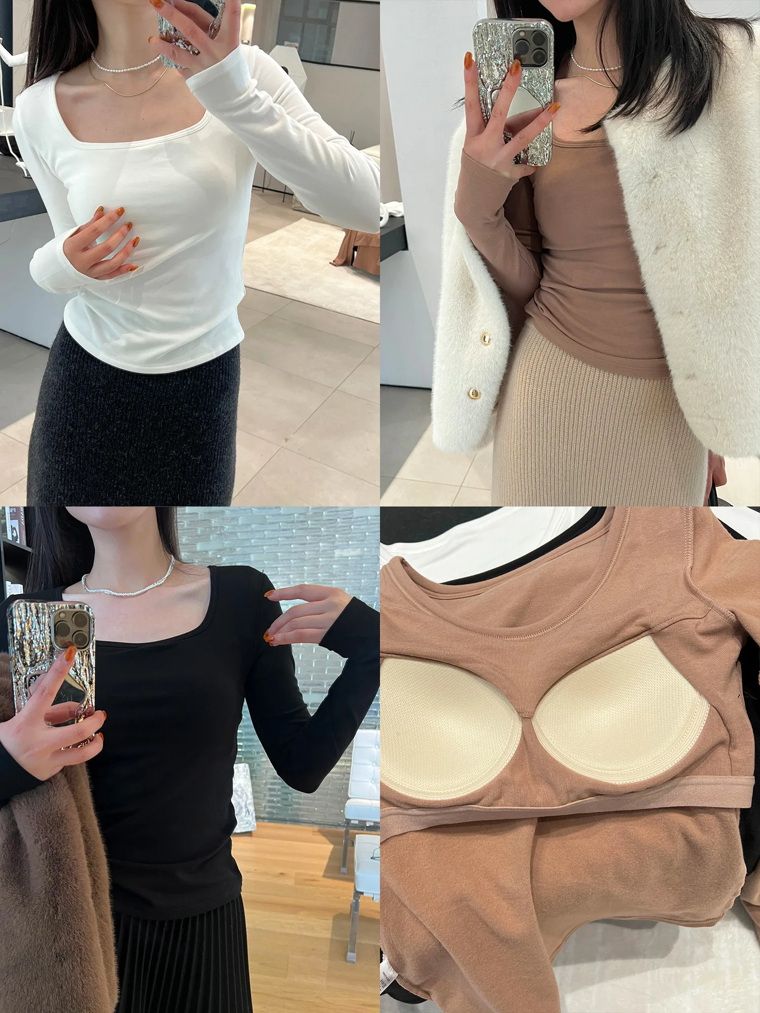 M Big Sister Spring Autumn Low round Ne Fce Lined Long Sve Women's Slim Fit Base irt Pure Color Commute Sle
M Big Sister Spring Autumn Low round Ne Fce Lined Long Sve Women's Slim Fit Base irt Pure Color Commute Sle