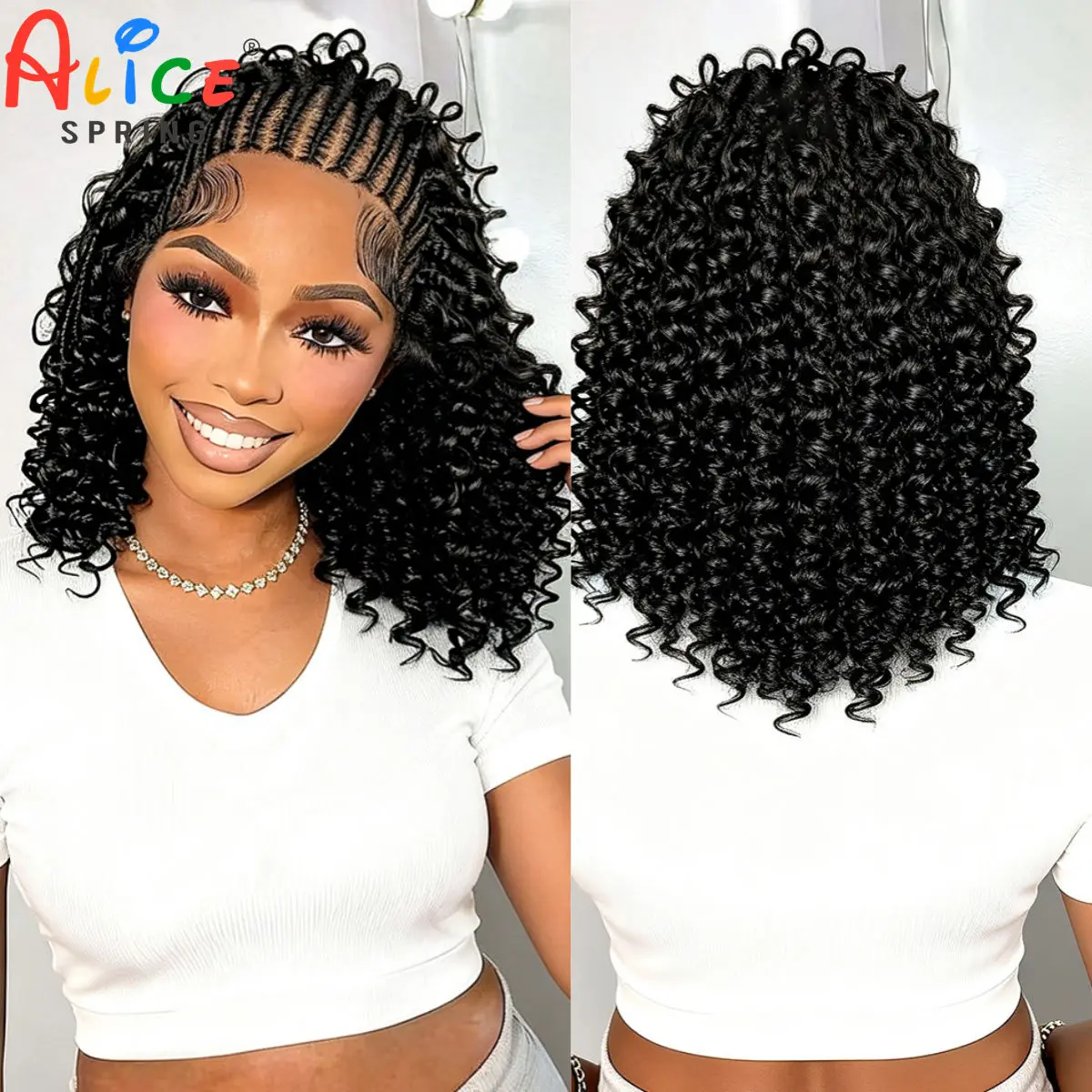 Short Cornrow Braided Wigs 16Inch Synthetic 13x4 Lace Frontal Natural Deep Wave Braiding Hair Wig with Baby Hair for Black Women
Short Cornrow Braided Wigs 16Inch Synthetic 13x4 Lace Frontal Natural Deep Wave Braiding Hair Wig with Baby Hair for Black Women