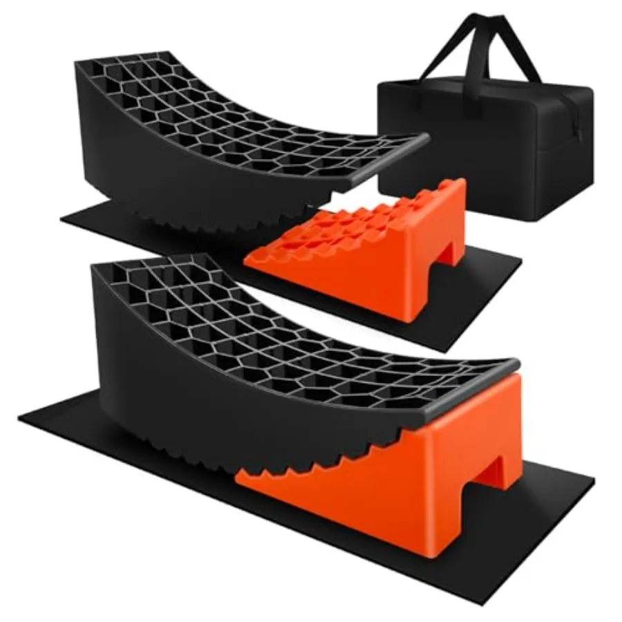 RV leveling blocks for travel trailers and campers, durable black plastic, 6.3 max lift height, dual axle tandem wheel ramp wit
RV leveling blocks for travel trailers and campers, durable black plastic, 6.3 max lift height, dual axle tandem wheel ramp wit