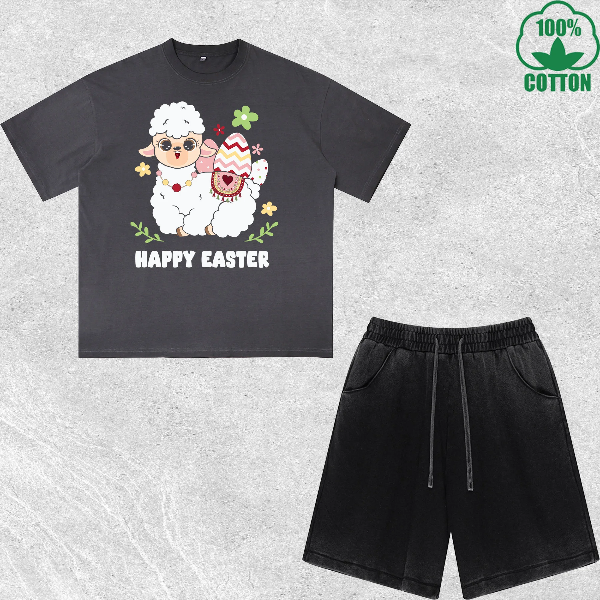 Chibi Easter Alpaca Printed Dirty Wash T-Shirt Shorts Set Multicolor Combo Loose Trendy Fashionable 100%Cotton Short Value Pack
Chibi Easter Alpaca Printed Dirty Wash T-Shirt Shorts Set Multicolor Combo Loose Trendy Fashionable 100%Cotton Short Value Pack