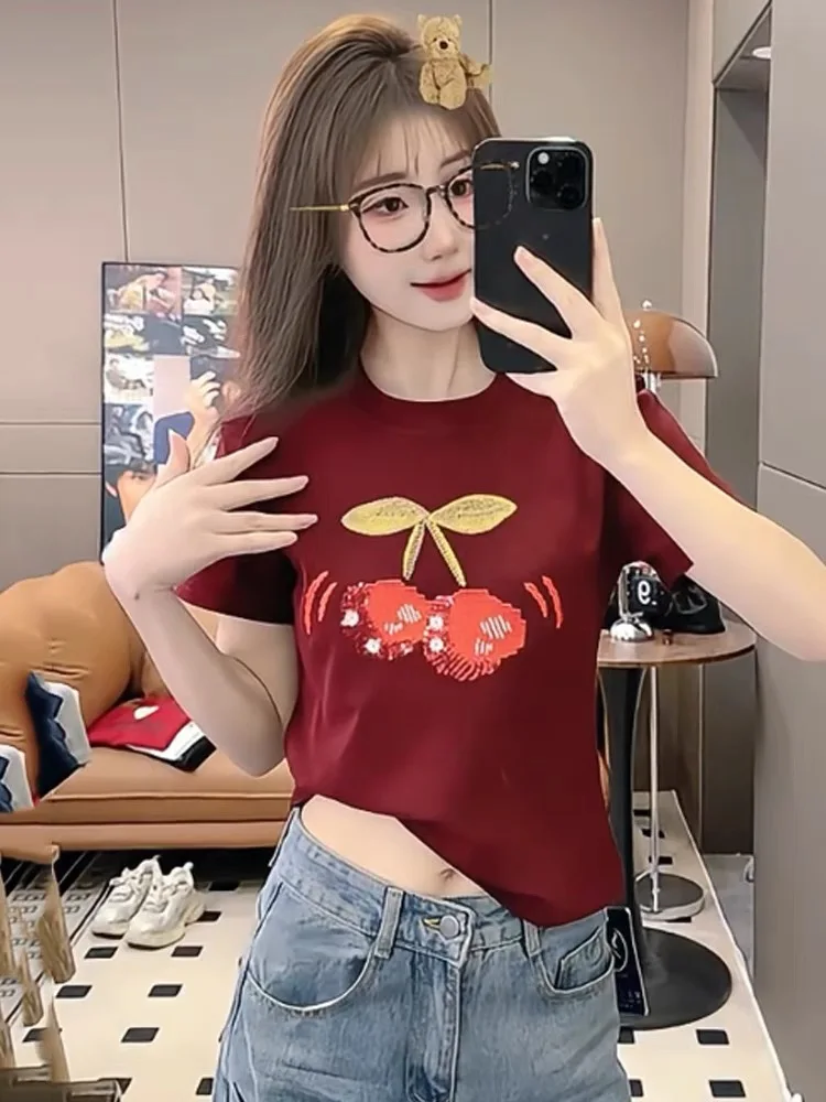 Ele Embroidered round Ne ort Sve T-irt Women's Summer Faionable Unique oulder T-irt Trendy Office Sle
Ele Embroidered round Ne ort Sve T-irt Women's Summer Faionable Unique oulder T-irt Trendy Office Sle