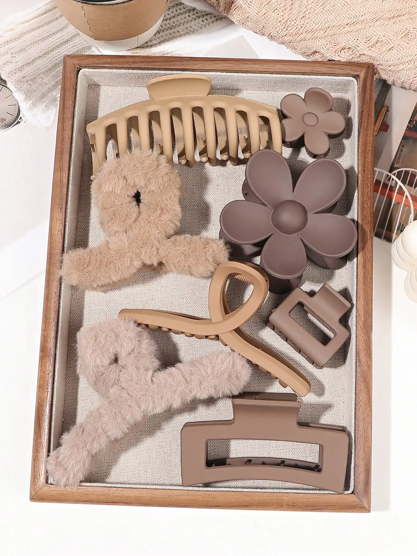8pcs/Set Minimalist Brown Tone Hair Clips, Hair Flowers, Suitable For Daily Wear, Autumn/Winter Hair Claws Claw Clips Hair Jaw Clip Hair Clamps Hair Clutch Hair Catcher Clip, Autumn, School Stuff, College Fall Hair Accessories For Women For Vacation Outfi
8pcs/Set Minimalist Brown Tone Hair Clips, Hair Flowers, Suitable For Daily Wear, Autumn/Winter Hair Claws Claw Clips Hair Jaw Clip Hair Clamps Hair Clutch Hair Catcher Clip, Autumn, School Stuff, College Fall Hair Accessories For Women For Vacation Outfi