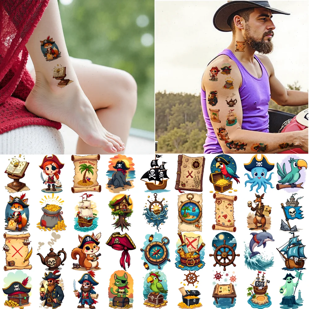 63pcs Temporary Tattoo Pirate Waterproof Long-lasting Body Stickers Compass Pirate Ship Temporary Tattoo Stickers
63pcs Temporary Tattoo Pirate Waterproof Long-lasting Body Stickers Compass Pirate Ship Temporary Tattoo Stickers