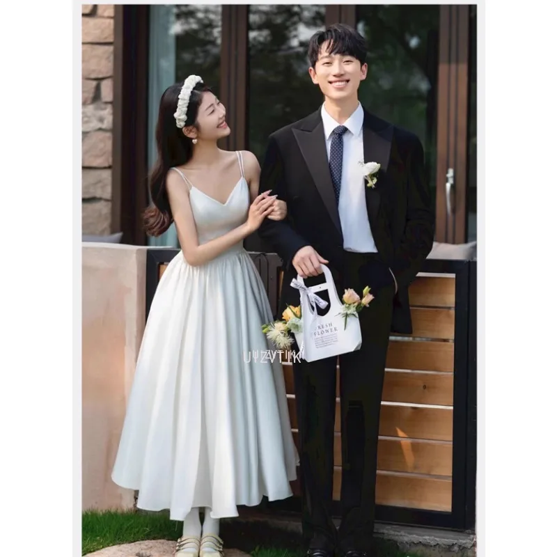 Simple Strapless Wedding Dress for Women Wedding Photos Shoot Outdoor 2025 Korea Lawn A-Line Satin Fabric Summer Bridal Gown
Simple Strapless Wedding Dress for Women Wedding Photos Shoot Outdoor 2025 Korea Lawn A-Line Satin Fabric Summer Bridal Gown
