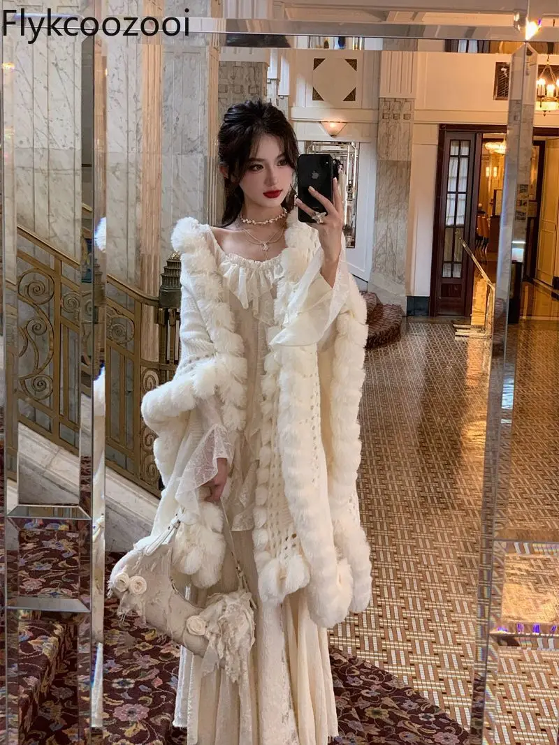 Coffee Color Sweet Environmental Protection Fur Ball Thin Senior Knitted Shawl Coat Autumn and Winter Women Cloak
Coffee Color Sweet Environmental Protection Fur Ball Thin Senior Knitted Shawl Coat Autumn and Winter Women Cloak