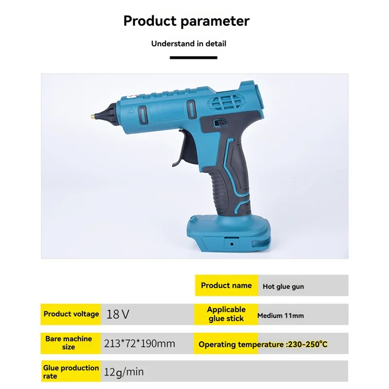 B84B-Hot Glue Gun 100W Household DIY Repair Tool Rechargeable Electric Heat Temperature Gun For 18V Battery
B84B-Hot Glue Gun 100W Household DIY Repair Tool Rechargeable Electric Heat Temperature Gun For 18V Battery
