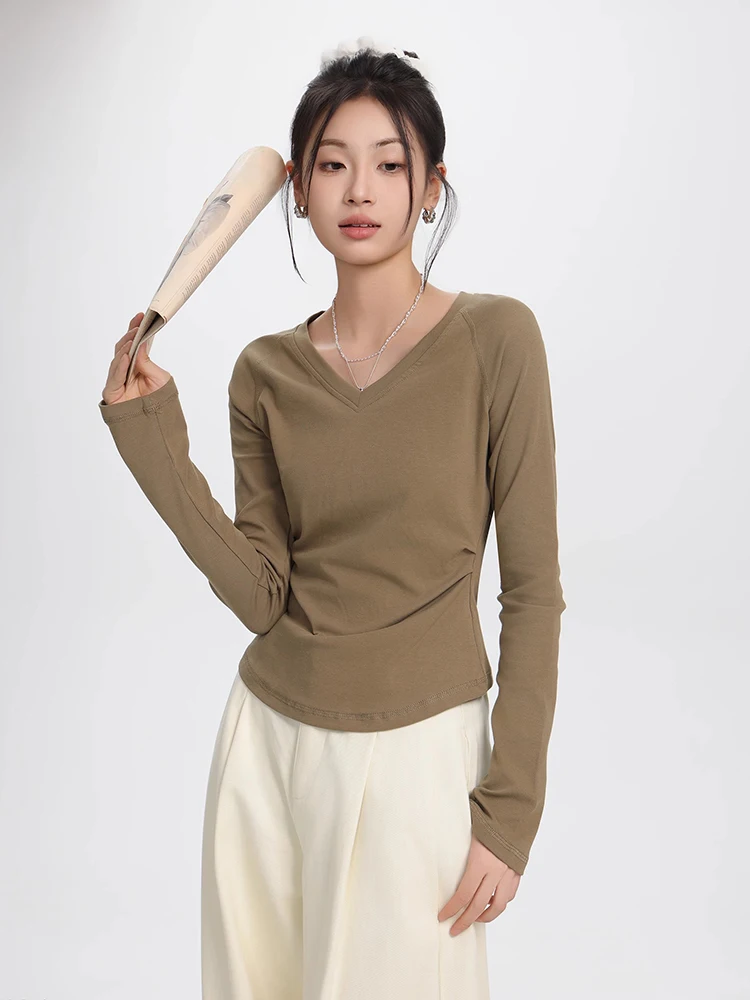 Sexy V-Neck Solid Color T-Shirt Women Autumn New Long Sleeve T-shirt Korean Style Elasticity Tee Shirt Femme Slim Tops
Sexy V-Neck Solid Color T-Shirt Women Autumn New Long Sleeve T-shirt Korean Style Elasticity Tee Shirt Femme Slim Tops