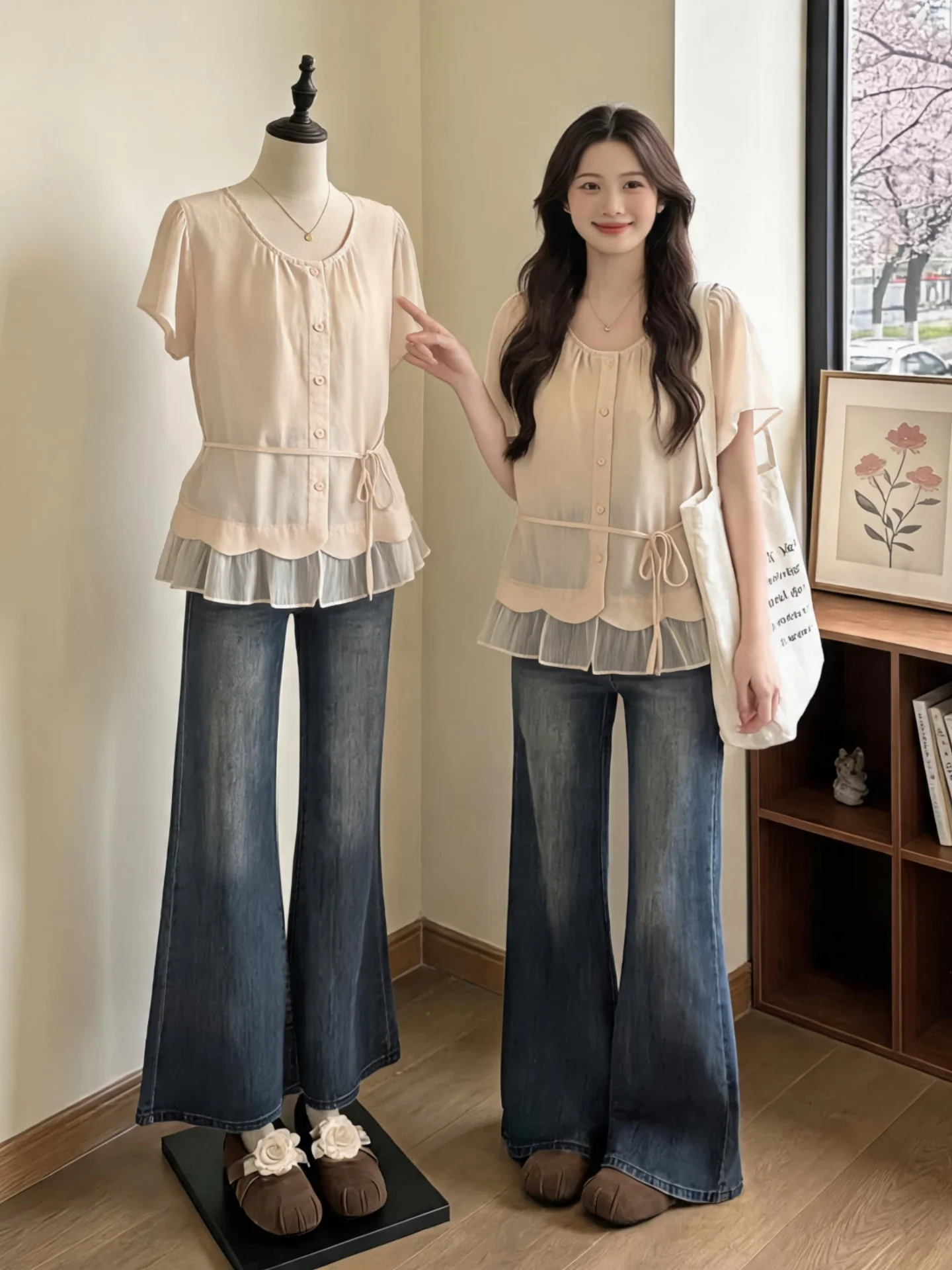 Slimming Mesh Patchwork Short Sleeve Chiffon Shirt Women Summer 2026 plus Size Big MM Waist Cinched Belted Anti-Aging Base Top
Slimming Mesh Patchwork Short Sleeve Chiffon Shirt Women Summer 2026 plus Size Big MM Waist Cinched Belted Anti-Aging Base Top