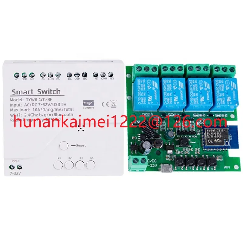 WiFi Remote Control Module AC85V 220 250V DC7V 32V RF Receiver Interlock Inching 4CH Relay Switch Module Tuya Smart Switch
WiFi Remote Control Module AC85V 220 250V DC7V 32V RF Receiver Interlock Inching 4CH Relay Switch Module Tuya Smart Switch
