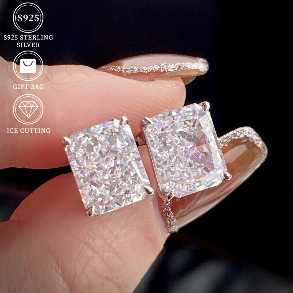 S925 sterling silver rectangle earrings Excellent ice cutting white zircon earrings for women fine jewelry classic simpe gifts
S925 sterling silver rectangle earrings Excellent ice cutting white zircon earrings for women fine jewelry classic simpe gifts