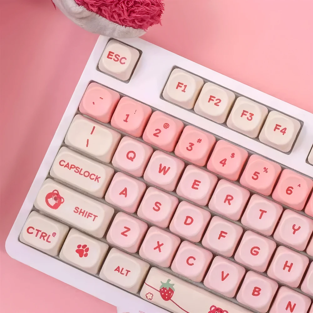 Gradient Color Strawberry Bear MOA Keycap Set PBT Small Complete Set Pink Bear for 60/64/84/98/108 Mechanical Keyboard MX Switch
Gradient Color Strawberry Bear MOA Keycap Set PBT Small Complete Set Pink Bear for 60/64/84/98/108 Mechanical Keyboard MX Switch