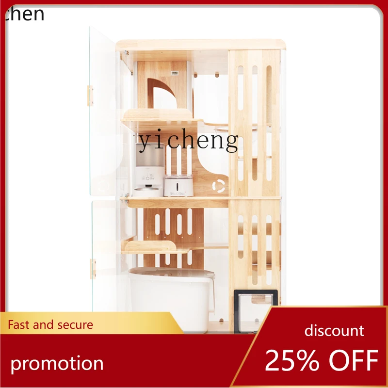 ZML Solid Wood Panoramic Cat Villa with Automatic Cat Litter Box, Tempered Glass Wooden Indoor Cat House
ZML Solid Wood Panoramic Cat Villa with Automatic Cat Litter Box, Tempered Glass Wooden Indoor Cat House