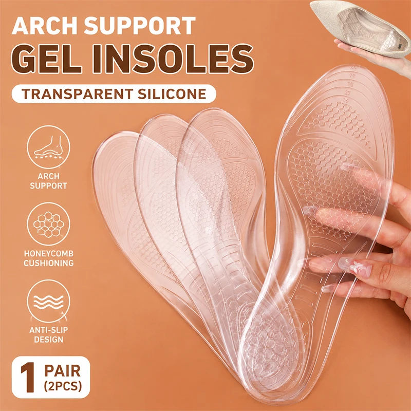 1Pair Clear Silicone Gel Insoles Self Adhesive Honeycomb Cushion Arch Support Anti-slip Shoe Inserts for Sandals Sports Shoes
1Pair Clear Silicone Gel Insoles Self Adhesive Honeycomb Cushion Arch Support Anti-slip Shoe Inserts for Sandals Sports Shoes