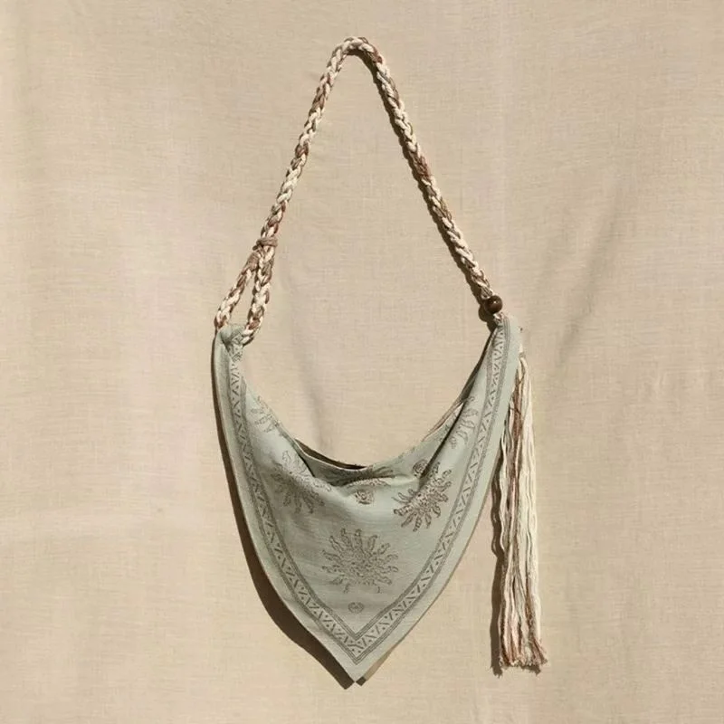 Bohemian Triangle Crossbody Bag Women Handwoven Strap Tassel Shoulder Bag Linen Print Handbag Ethnic Style Messenger Bag
Bohemian Triangle Crossbody Bag Women Handwoven Strap Tassel Shoulder Bag Linen Print Handbag Ethnic Style Messenger Bag
