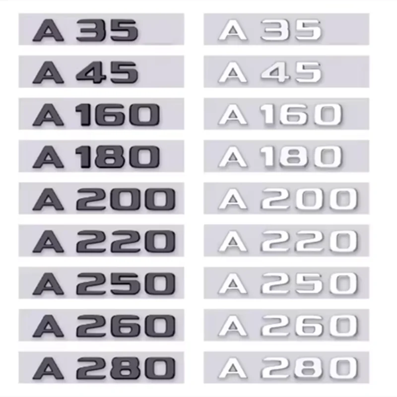 3D ABS Car Tail Rear Trunk Letters Emblem Badge Sticker for Mercedes Benz A63 A180 A200 A220 A250 A260 A Class W177 W176 4MATIC
3D ABS Car Tail Rear Trunk Letters Emblem Badge Sticker for Mercedes Benz A63 A180 A200 A220 A250 A260 A Class W177 W176 4MATIC