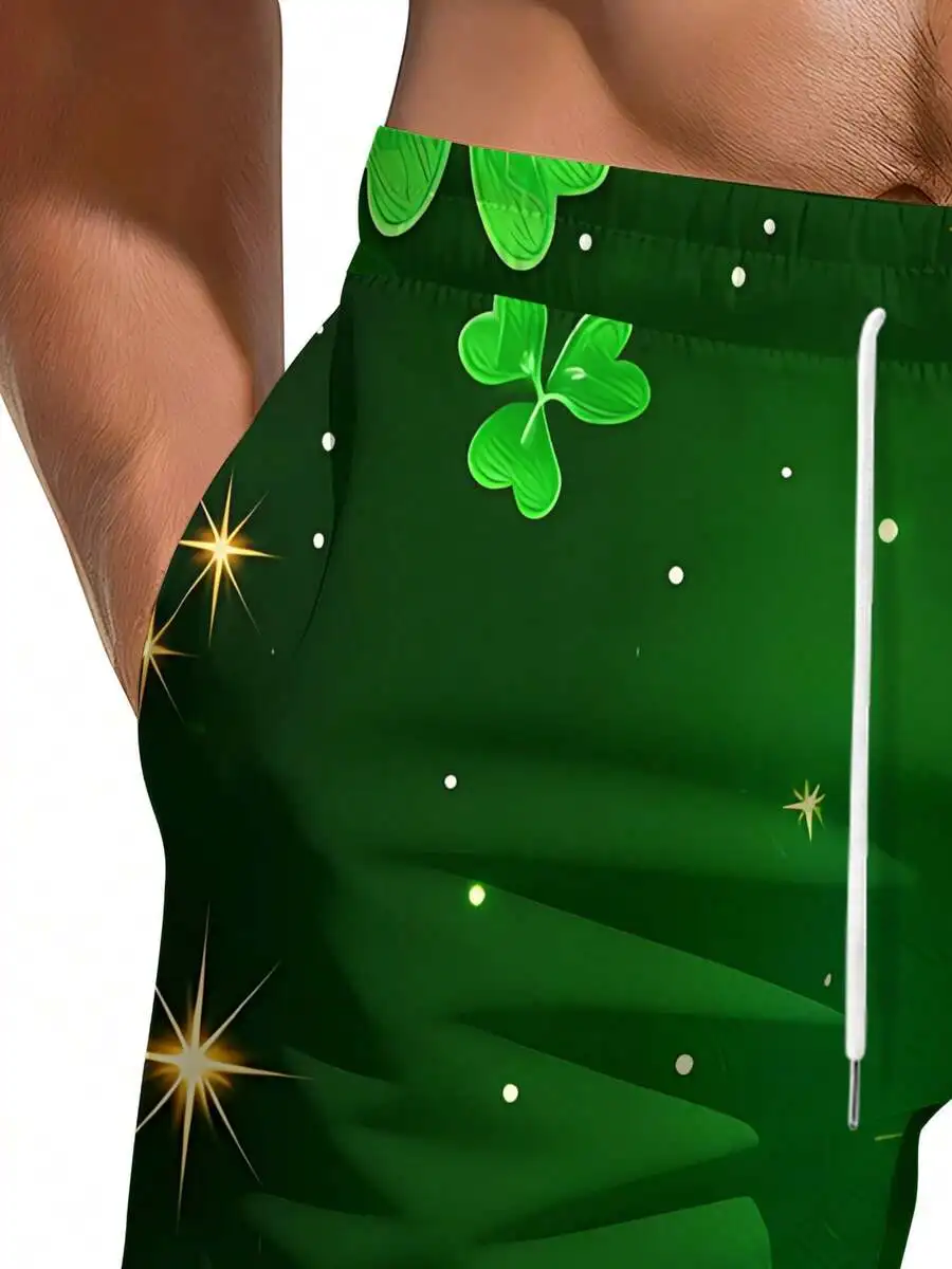 Green Clover And Sparkles 3D Print Mens Casual Beach Shorts For St Patricks Day
Green Clover And Sparkles 3D Print Mens Casual Beach Shorts For St Patricks Day