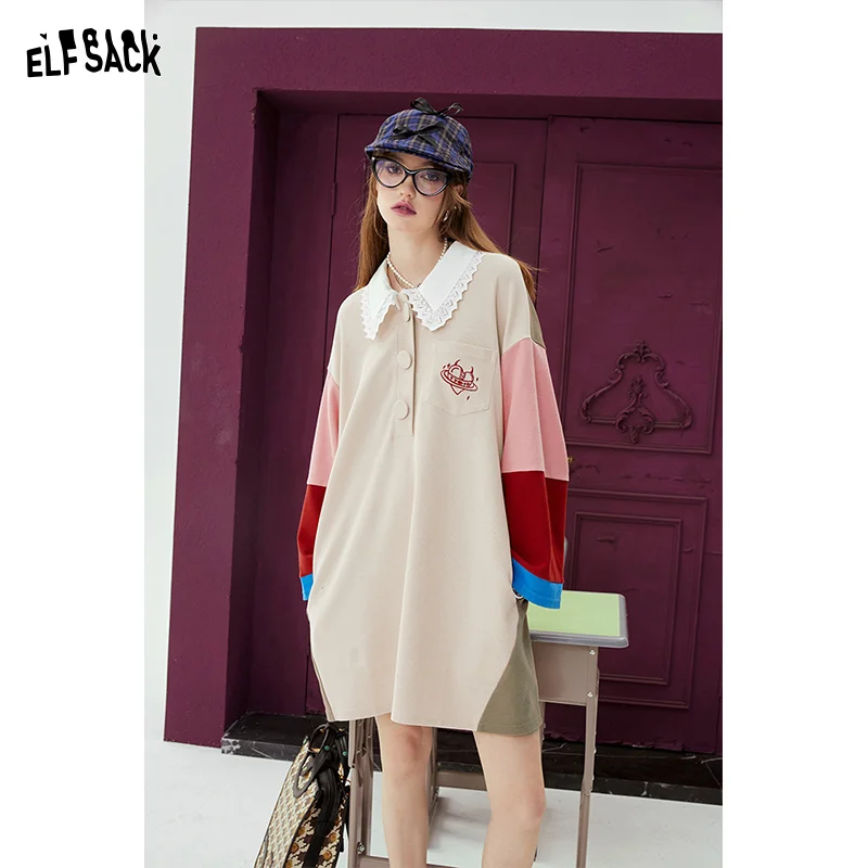 ELFSACK Spliced Polo neck dress for women's 2024 spring new college style loose casual dress
ELFSACK Spliced Polo neck dress for women's 2024 spring new college style loose casual dress