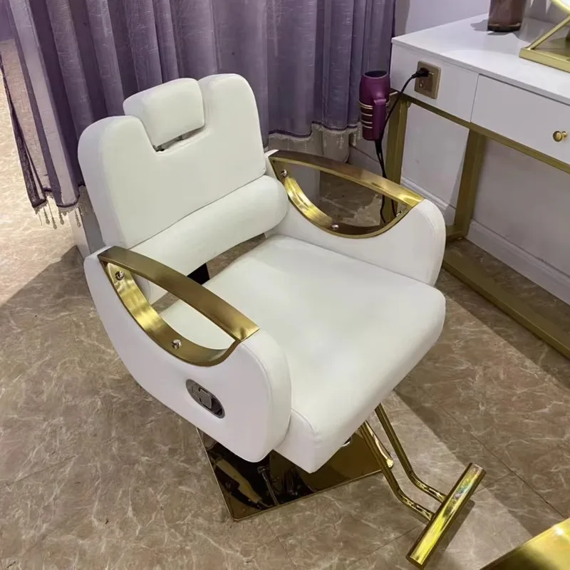 New White Salon Electroplated Metal Chair Cutting Hair Color Hair Lift Simple Leather Can Be Placed Upside Down Barber Chair
New White Salon Electroplated Metal Chair Cutting Hair Color Hair Lift Simple Leather Can Be Placed Upside Down Barber Chair