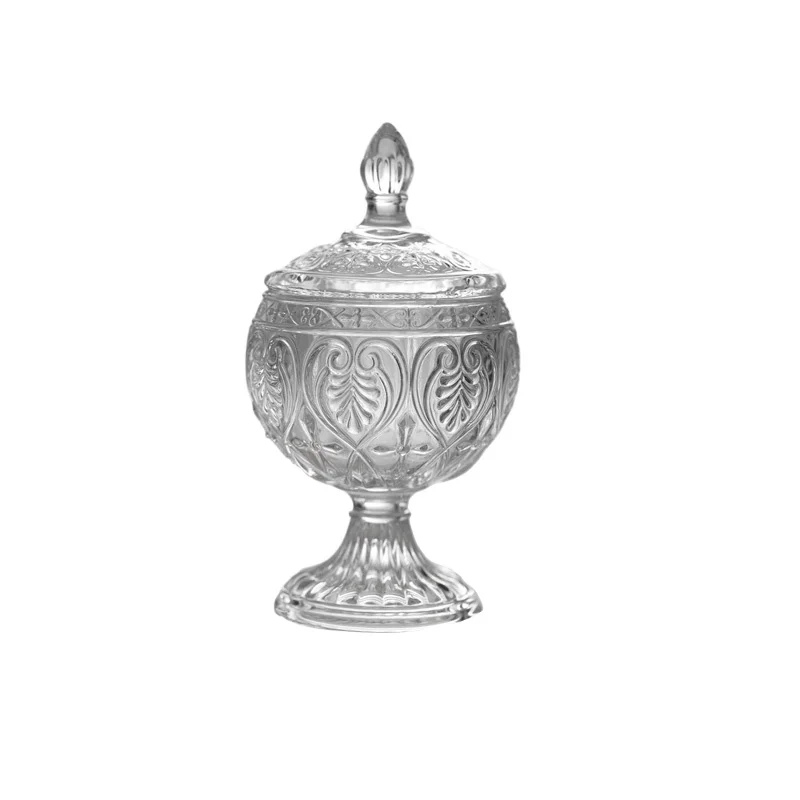 Elegant retro embossed glass storage, candy storage, jewelry storage box candle jar
Elegant retro embossed glass storage, candy storage, jewelry storage box candle jar