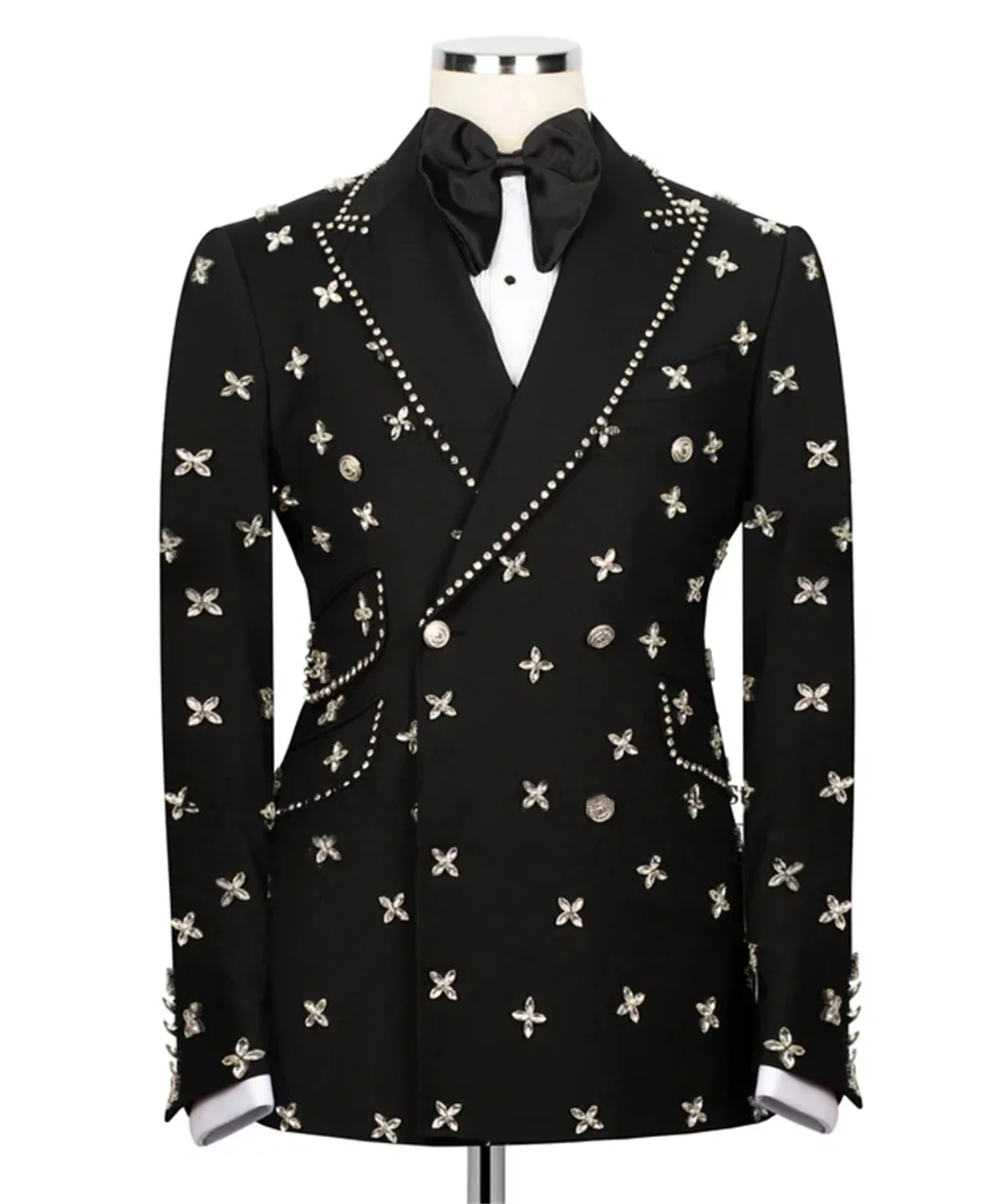 Luxury Black Groom Tuxedo with Crystal Double Breasted Customized Formal Wedding Party Special Occasion Suits for Men
Luxury Black Groom Tuxedo with Crystal Double Breasted Customized Formal Wedding Party Special Occasion Suits for Men