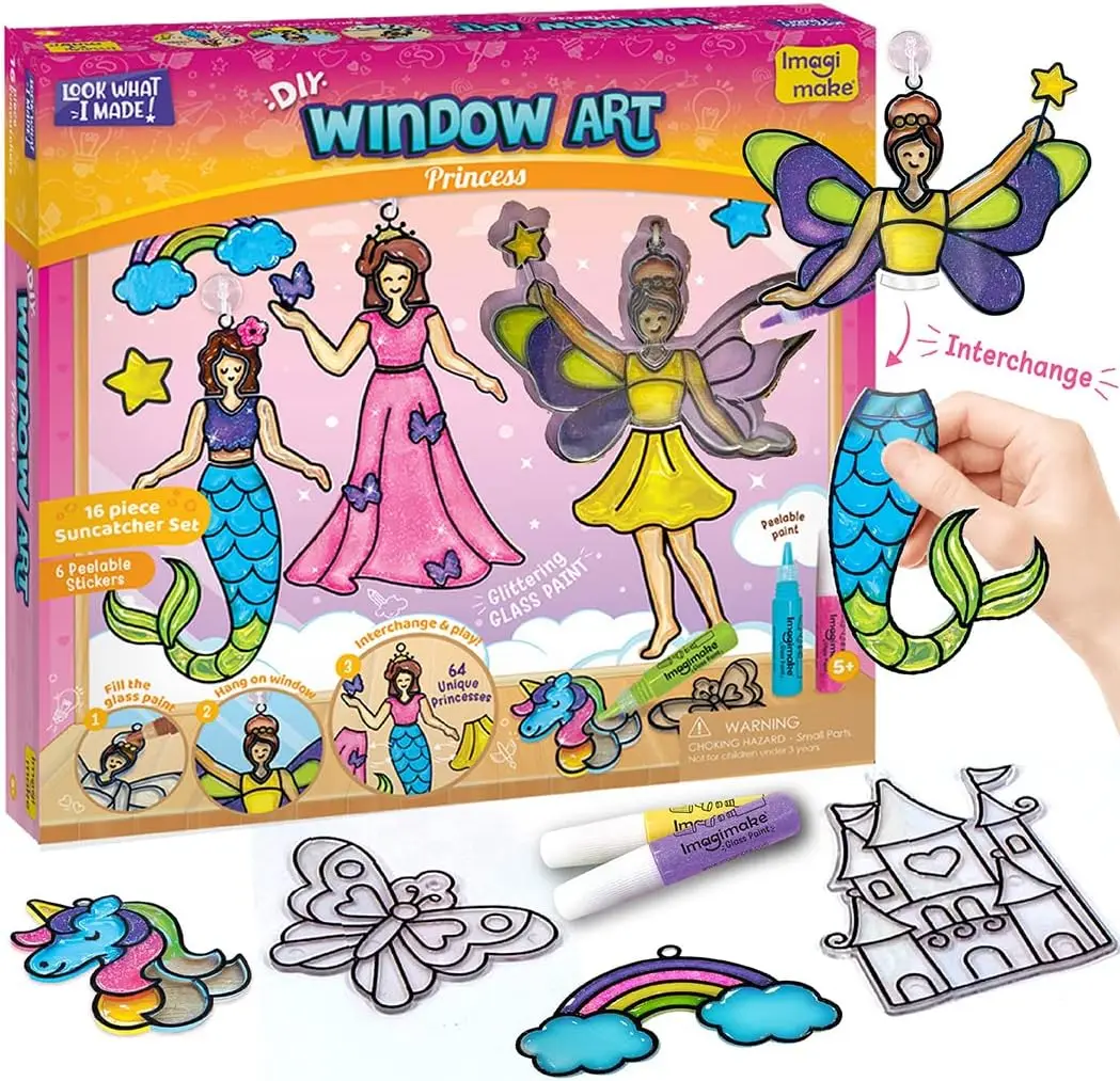 DIY Stained Glass Suncatcher Kit for Kids 8-12, Princess & Unicorn Crafts, 64 Combinations, Glitter Paints
DIY Stained Glass Suncatcher Kit for Kids 8-12, Princess & Unicorn Crafts, 64 Combinations, Glitter Paints