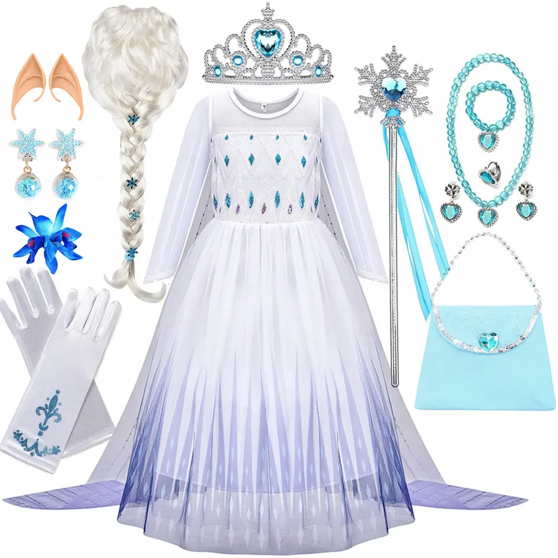 White Ice Queen Princess Dress With Detachable Cloak Girls Tulle Sequins Halloween Birthday Party Gown Kids Cosplay Elsa Costume
White Ice Queen Princess Dress With Detachable Cloak Girls Tulle Sequins Halloween Birthday Party Gown Kids Cosplay Elsa Costume
