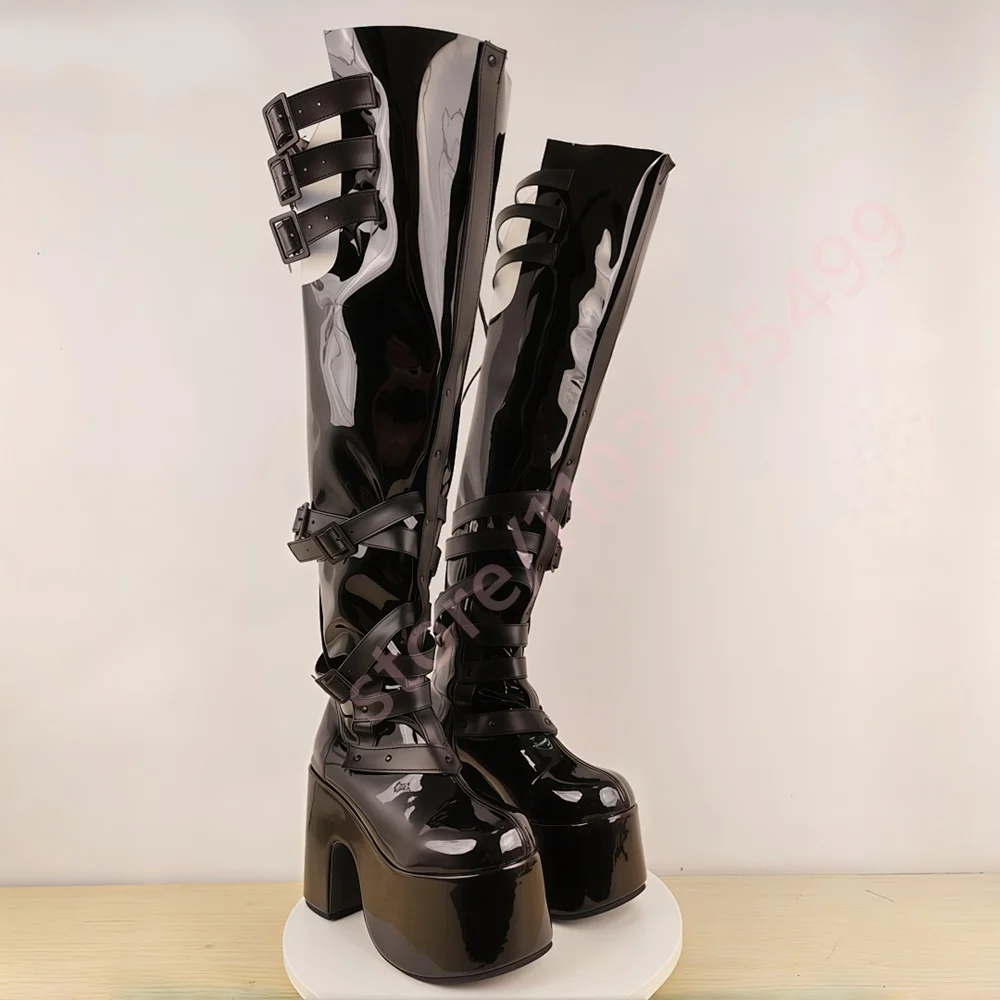 Black Patent Leather Platform Over-The-Knee Boots 2025 Winter New Round Toe Buckle Chunky Heel Sexy Catwalk Fashion Party Boots
Black Patent Leather Platform Over-The-Knee Boots 2025 Winter New Round Toe Buckle Chunky Heel Sexy Catwalk Fashion Party Boots