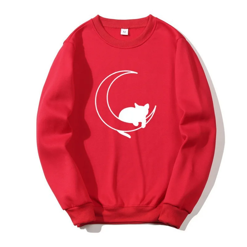 Autumn women's round neck sweatshirt with white cat pattern print sleeping on the moon, casual loose round neck sweatshirt
Autumn women's round neck sweatshirt with white cat pattern print sleeping on the moon, casual loose round neck sweatshirt