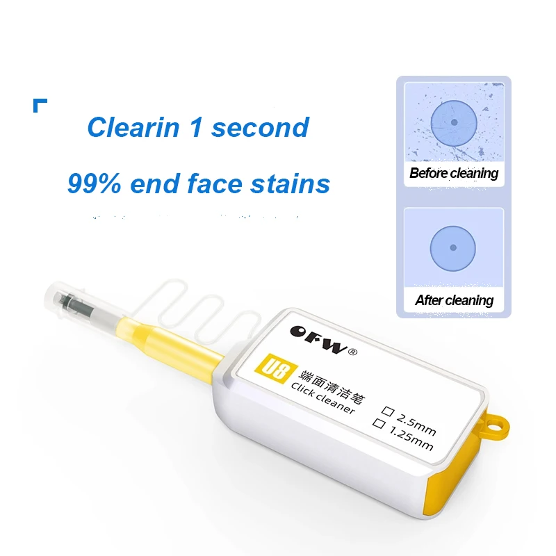 OFW SC/FC/ST 2.5mm Fiber Optic Cleaning Pen LC/MU 1.25mm One-Click Cleaning Fiber Cleaner Tools Optical Fiber Connector Cleaner
OFW SC/FC/ST 2.5mm Fiber Optic Cleaning Pen LC/MU 1.25mm One-Click Cleaning Fiber Cleaner Tools Optical Fiber Connector Cleaner