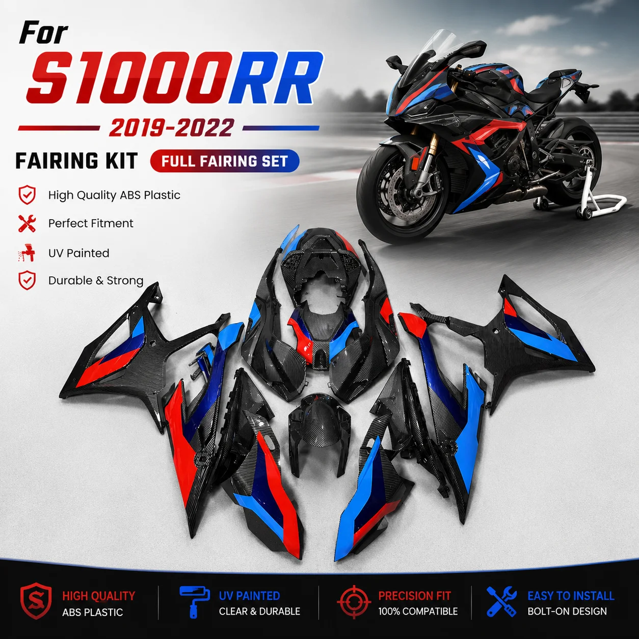 For BMW S1000RR 2019-2022 Street Sportbike Fairing Kit ABS Injection Fitment Guaranteed Full Bodywork Motor Cowling Protector
For BMW S1000RR 2019-2022 Street Sportbike Fairing Kit ABS Injection Fitment Guaranteed Full Bodywork Motor Cowling Protector