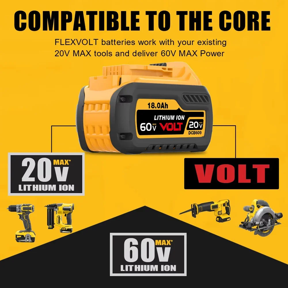 20V/60V For Dewalt FLEXVOLT MAX Battery 18Ah DCB609 Lithium-ion DCB606 DCB612 DCB609 DCB205 DCB200 DCB182 Battery for Dewalt 20V
20V/60V For Dewalt FLEXVOLT MAX Battery 18Ah DCB609 Lithium-ion DCB606 DCB612 DCB609 DCB205 DCB200 DCB182 Battery for Dewalt 20V