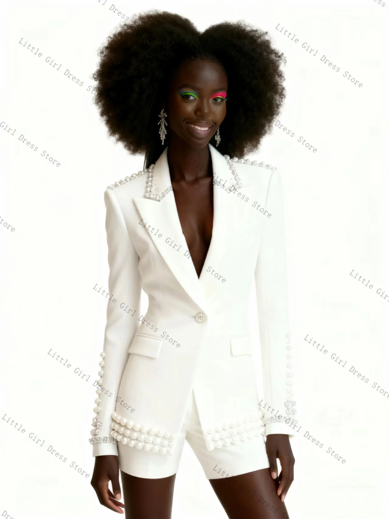 White Women Suit Set 2 Piece Blazer+Short Pants Trousers Crystals Formal Office Lady Jacket Prom Wedding Bride Coat Customized
White Women Suit Set 2 Piece Blazer+Short Pants Trousers Crystals Formal Office Lady Jacket Prom Wedding Bride Coat Customized