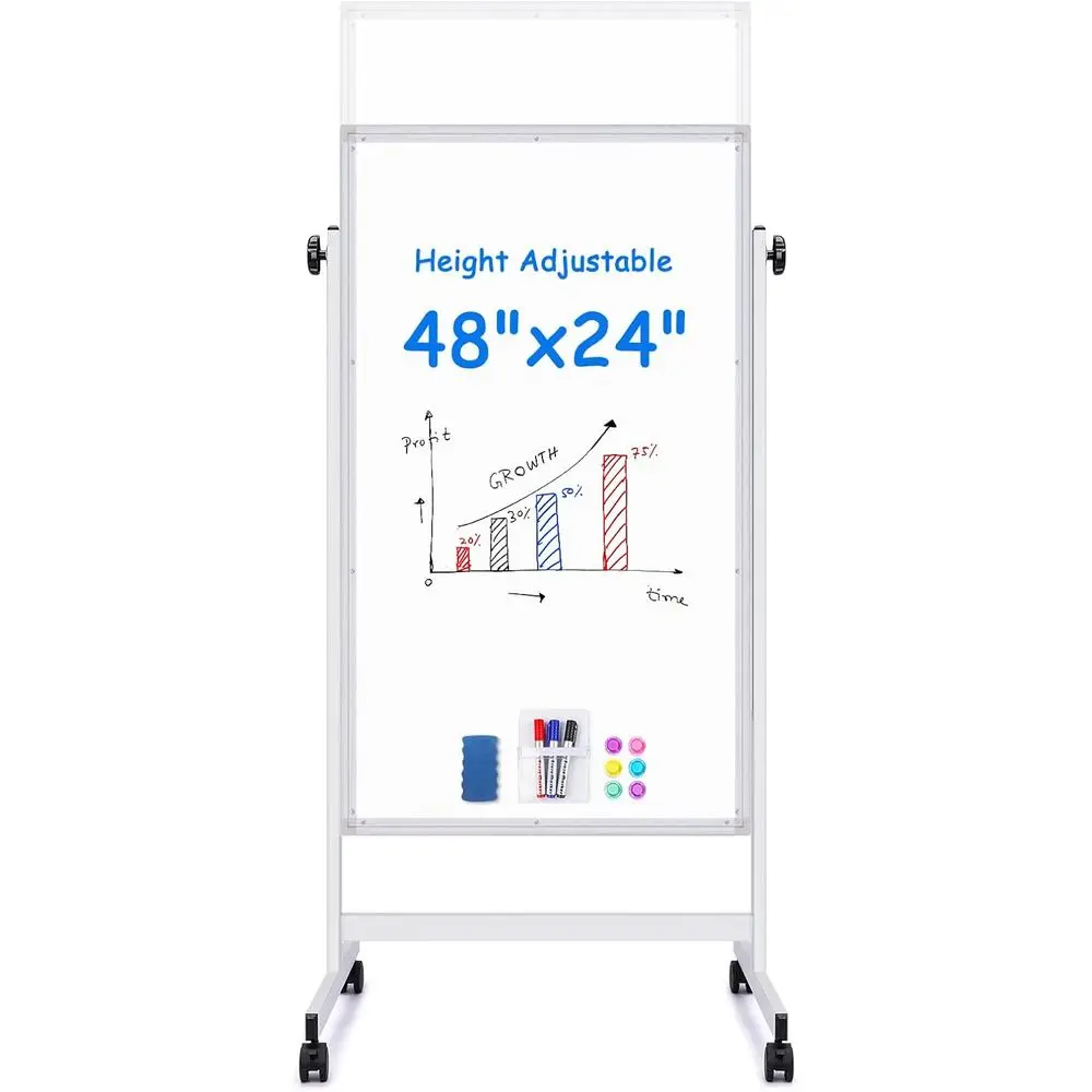 Height-Adjustable 48x24 Double-Sided Mobile Whiteboard with Wheels for Office, Home, and Classroom Use
Height-Adjustable 48x24 Double-Sided Mobile Whiteboard with Wheels for Office, Home, and Classroom Use