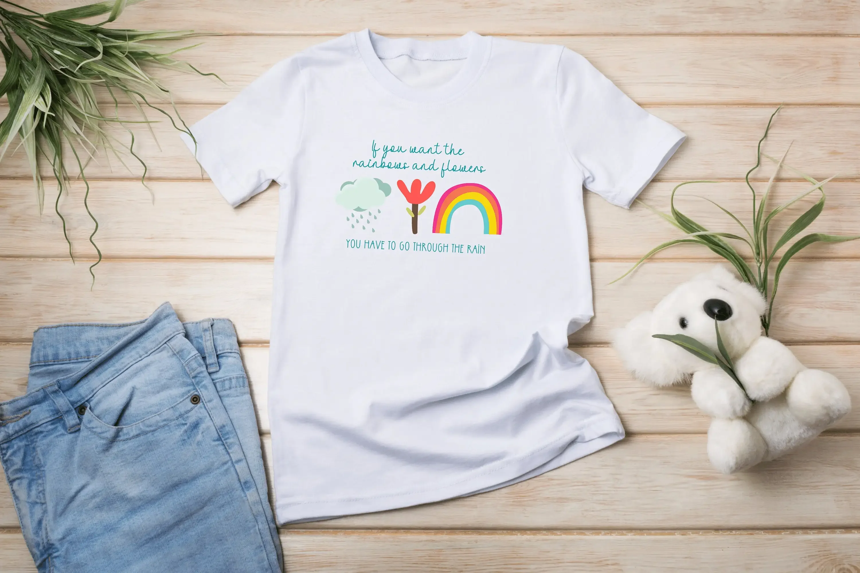 Если вы хотите, футболку с радужными цветами, чтобы идти через дождь. Мотивация, поднимающий мягкий стиль.
Если вы хотите, футболку с радужными цветами, чтобы идти через дождь. Мотивация, поднимающий мягкий стиль.