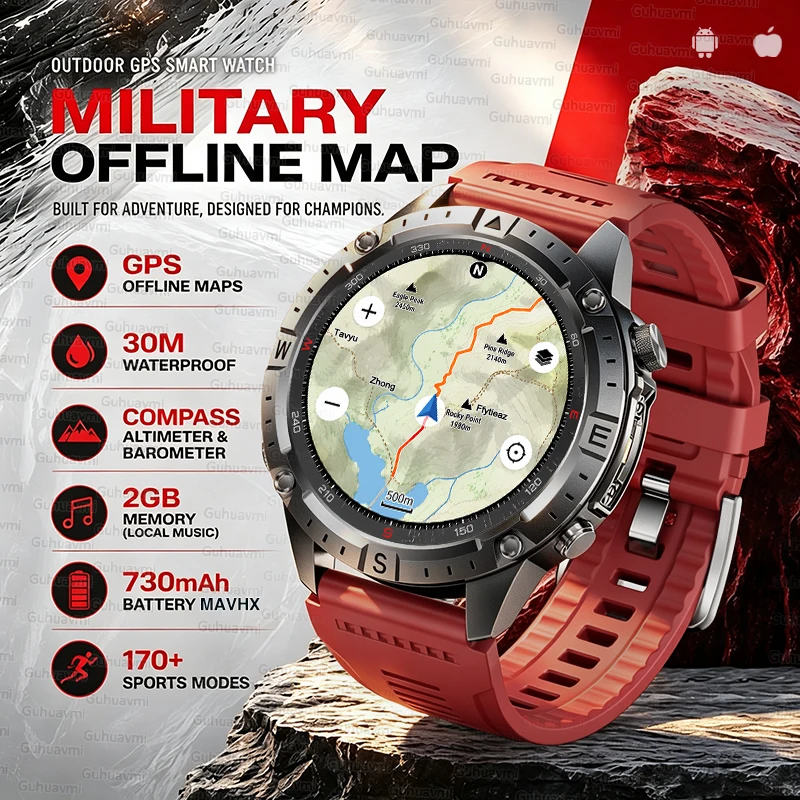 New Offline Map Smart Watch 1.43" AMOLED GPS Outdoor Navigation Waterproof Swim Compass 170+Sport 2GB Fitness Tracker Smartwatch
New Offline Map Smart Watch 1.43" AMOLED GPS Outdoor Navigation Waterproof Swim Compass 170+Sport 2GB Fitness Tracker Smartwatch