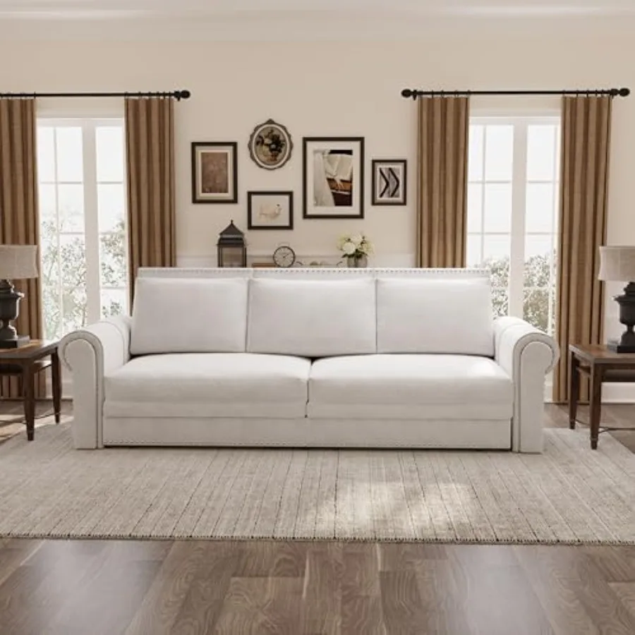 93.7" King Size Pull Out Sofa Bed, 3-in-1 Convertible Sleeper Sofa Couch Bed with Nailhead Decor and Rolled Arms, Velvet Oversi
93.7" King Size Pull Out Sofa Bed, 3-in-1 Convertible Sleeper Sofa Couch Bed with Nailhead Decor and Rolled Arms, Velvet Oversi