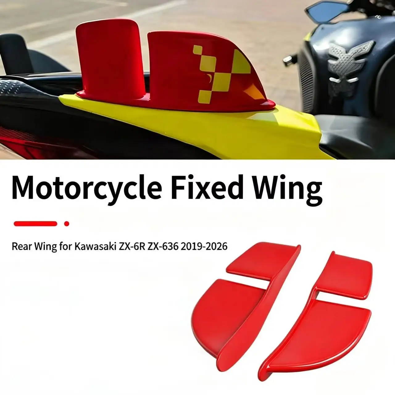 Suitable for Kawasaki ZX-6R ZX636 rear wing, 2019-2026 rear peak air side wing, rear tail GP wind wing
Suitable for Kawasaki ZX-6R ZX636 rear wing, 2019-2026 rear peak air side wing, rear tail GP wind wing