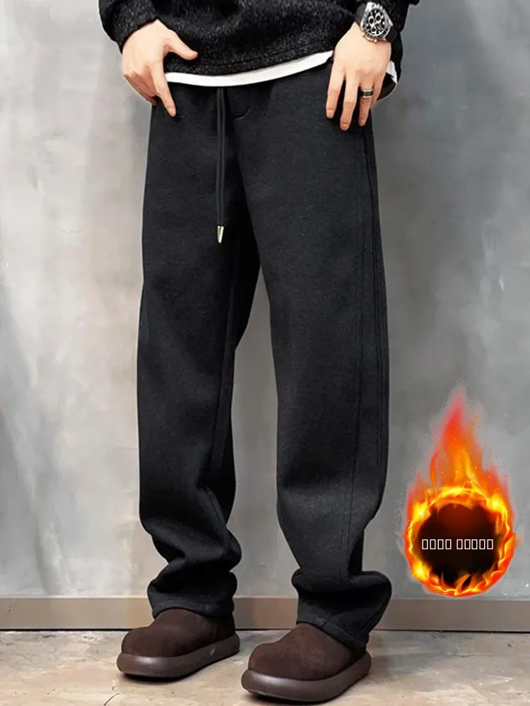 Мужские повседневные брюки прямого кроя на флисовой подкладке, зимние модные простые свободные молодежные универсальные брюки с эффектом похудения, длинные брюки
Мужские повседневные брюки прямого кроя на флисовой подкладке, зимние модные простые свободные молодежные универсальные брюки с эффектом похудения, длинные брюки