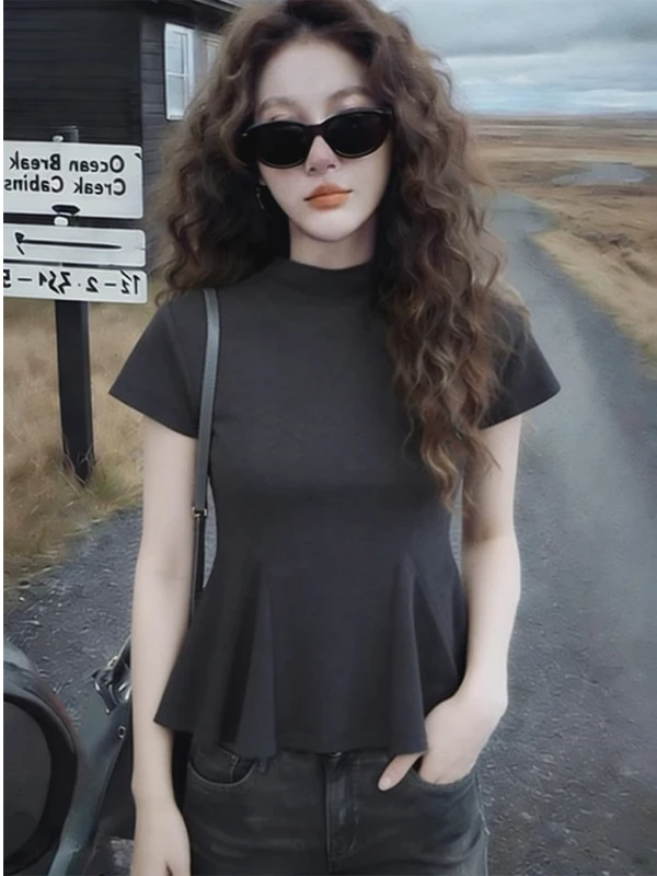 Gray Short Sleeve T-Shirt Women's Summer New Waist Cinching Slimming Pleated Hem Versatile Beautiful Top Commute Style High W...
Gray Short Sleeve T-Shirt Women's Summer New Waist Cinching Slimming Pleated Hem Versatile Beautiful Top Commute Style High W...