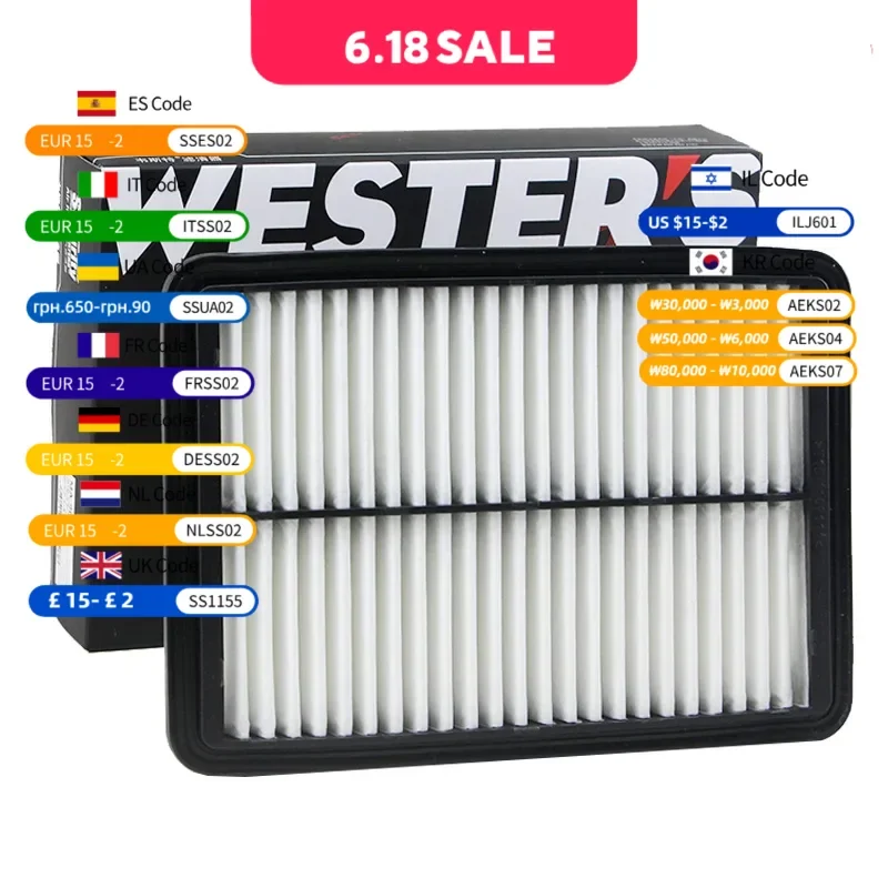 WESTGUARD MA9613 Air Filter Fits CHERY TIGGO 3 TIGGO 4 TIGGO 7 Pro TIGGO 8 JETOUR X70 X90 KAIYI X3 T15-1109111 F01-1109111
WESTGUARD MA9613 Air Filter Fits CHERY TIGGO 3 TIGGO 4 TIGGO 7 Pro TIGGO 8 JETOUR X70 X90 KAIYI X3 T15-1109111 F01-1109111