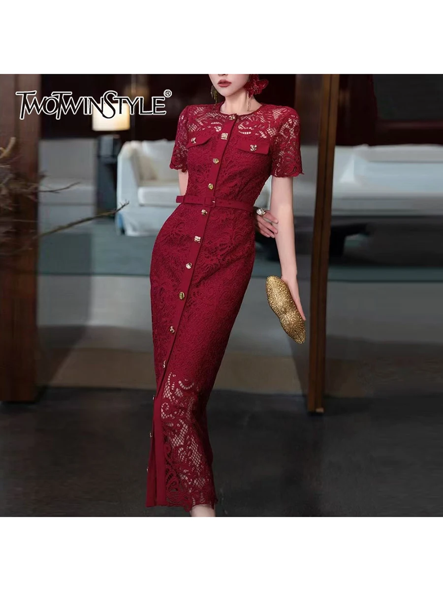 TWOTWINSTYLE однотонные ажурные однобортные платья для женщин, элегантное платье с круглым вырезом и короткими рукавами, женская одежда
TWOTWINSTYLE однотонные ажурные однобортные платья для женщин, элегантное платье с круглым вырезом и короткими рукавами, женская одежда