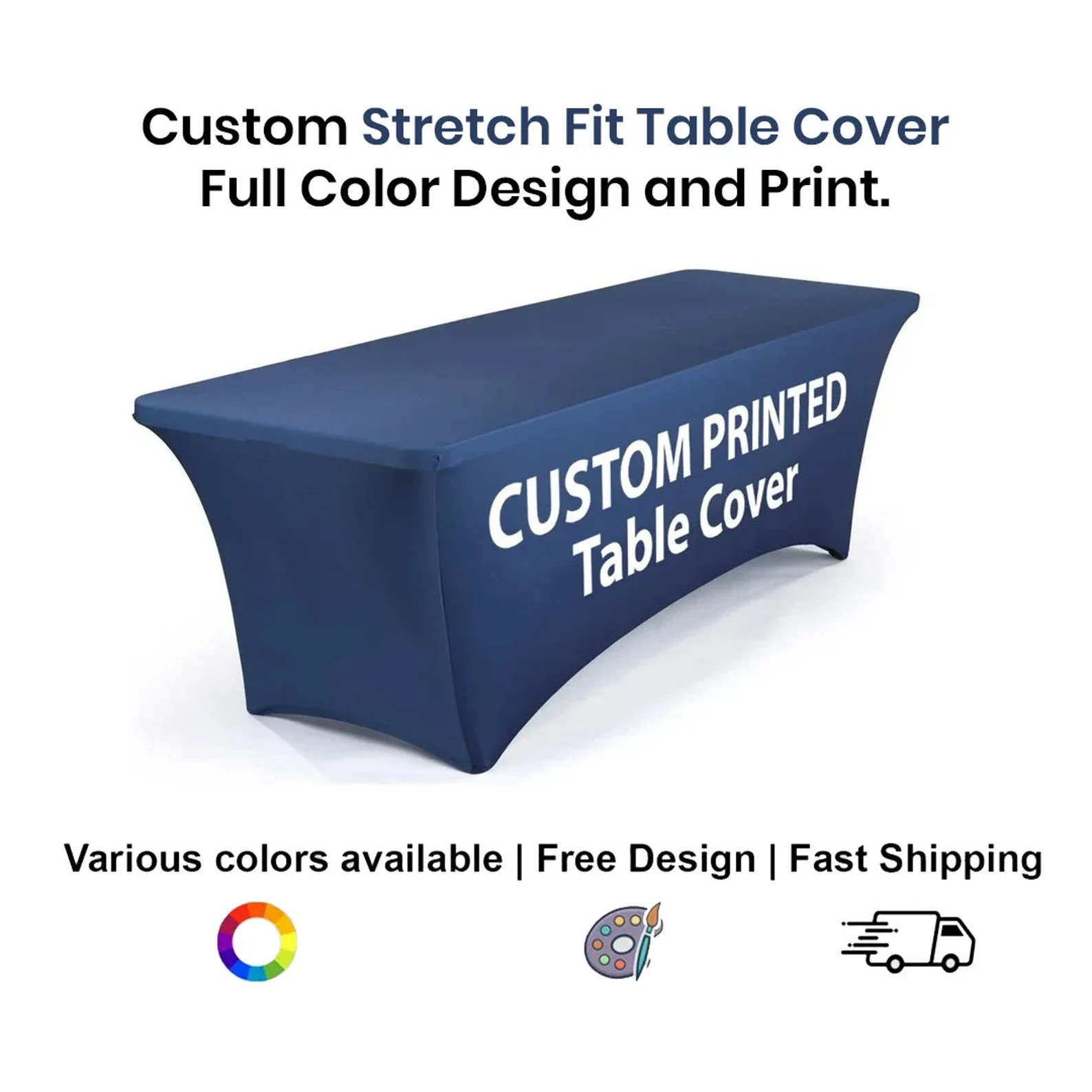 Custom Printed Stretch Table Covers Tablecloths for Business Events Trade Shows Pop-up Shops Vendor Events
Custom Printed Stretch Table Covers Tablecloths for Business Events Trade Shows Pop-up Shops Vendor Events