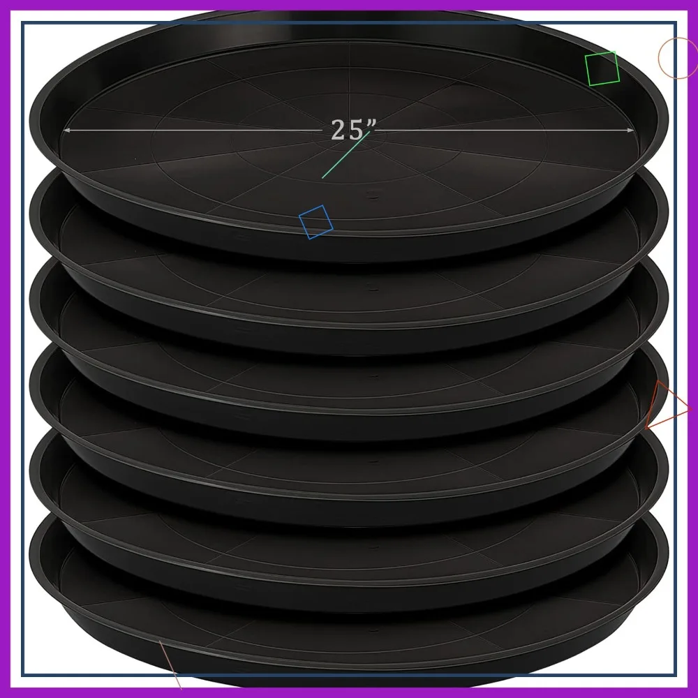 6 Pack Plastic Plant Saucers Heavy Duty Large Water Trays for Indoor Outdoor Plants - Black, 25 Inch
6 Pack Plastic Plant Saucers Heavy Duty Large Water Trays for Indoor Outdoor Plants - Black, 25 Inch