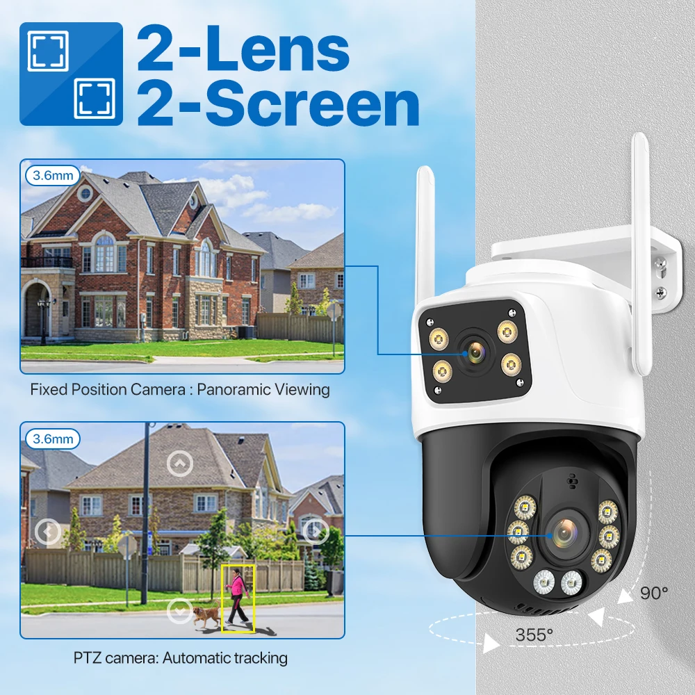 External Surveillance WiFi Camera 4K 8MP HD Dual Lens Outdoor Wireless Camera Security PTZ Cam Waterproof Auto Tracking
External Surveillance WiFi Camera 4K 8MP HD Dual Lens Outdoor Wireless Camera Security PTZ Cam Waterproof Auto Tracking