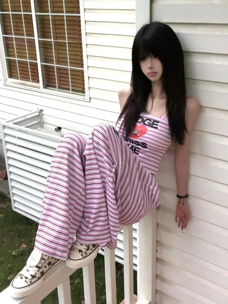 American Hot Girl Casual Set Women Summer New Sweet Girl Clothing Striped Tube Top Wide Leg Pants Two Piece Set Fashionable
American Hot Girl Casual Set Women Summer New Sweet Girl Clothing Striped Tube Top Wide Leg Pants Two Piece Set Fashionable
