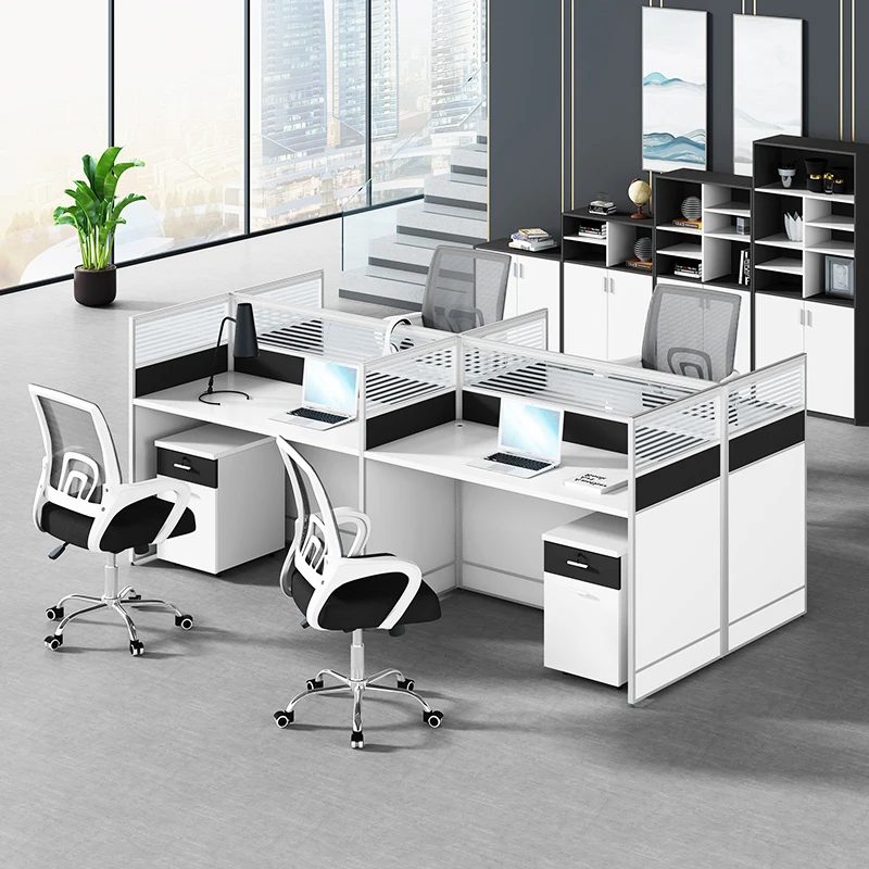 Guangzhou office furniture table and chair combination screen work space simple four employees office staff desk
Guangzhou office furniture table and chair combination screen work space simple four employees office staff desk