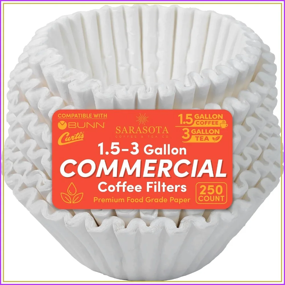 Commercial Coffee Filters, 13 x 5 Brew Basket, 12.5 x 4.5 Paper, Fits BUNN, Fetco & Curtis 1.5-3 Gal, Tall Wall No Overflow, 250 Count
Commercial Coffee Filters, 13 x 5 Brew Basket, 12.5 x 4.5 Paper, Fits BUNN, Fetco & Curtis 1.5-3 Gal, Tall Wall No Overflow, 250 Count