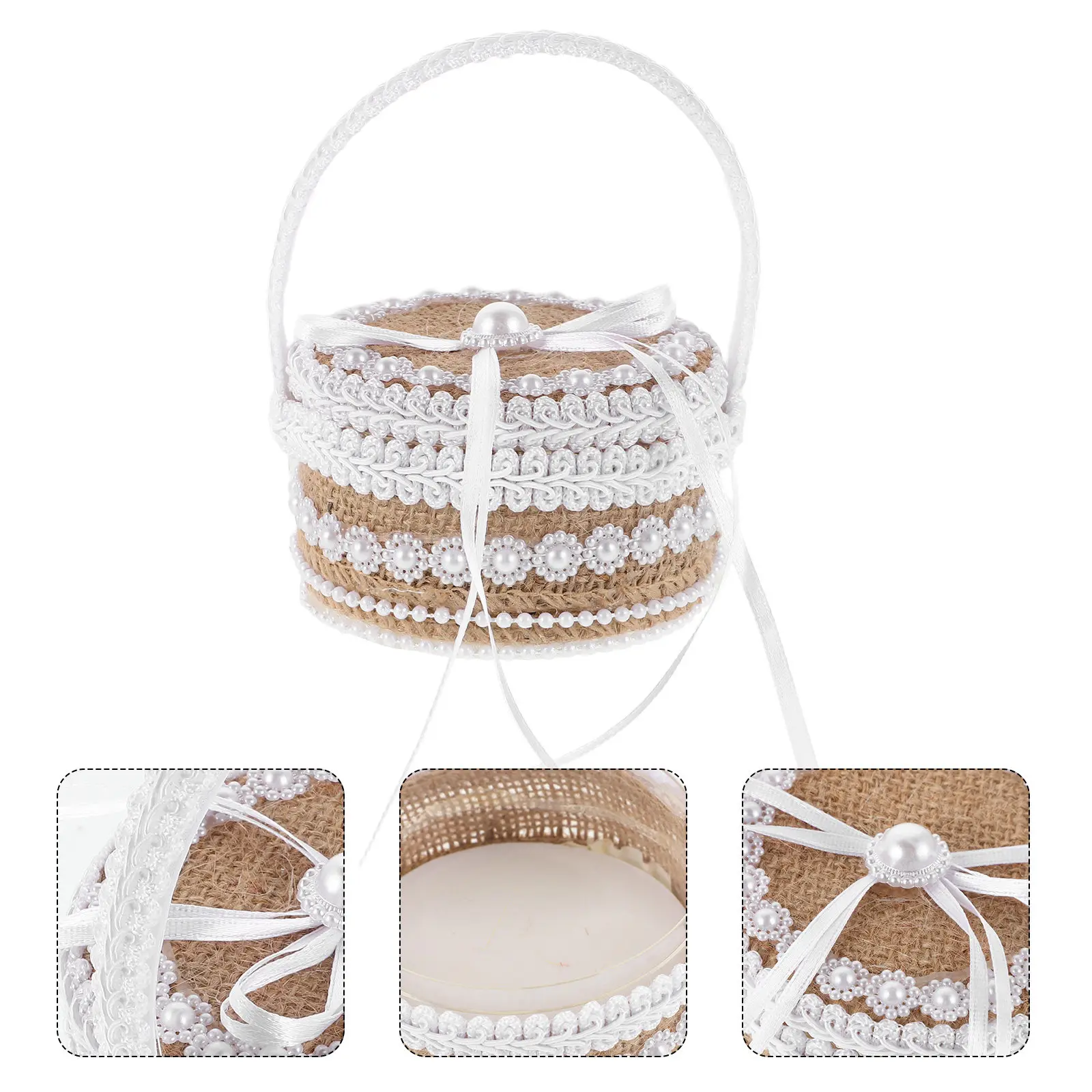 Wedding Ring Box Rustic Style Compact Jewelry Storage Case for Rings Ceremony Flower Girl Ring Holder Bride Keepsake Wedding