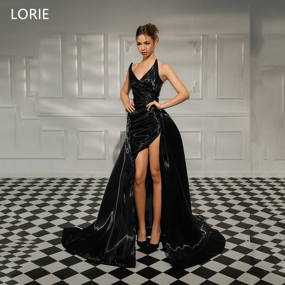 LORIE Black Glossy Satin Evening Dress Pleats Strapless Sleeveless Party Dresses Sexy Side Slit A-Line Prom Gowns Customized
LORIE Black Glossy Satin Evening Dress Pleats Strapless Sleeveless Party Dresses Sexy Side Slit A-Line Prom Gowns Customized