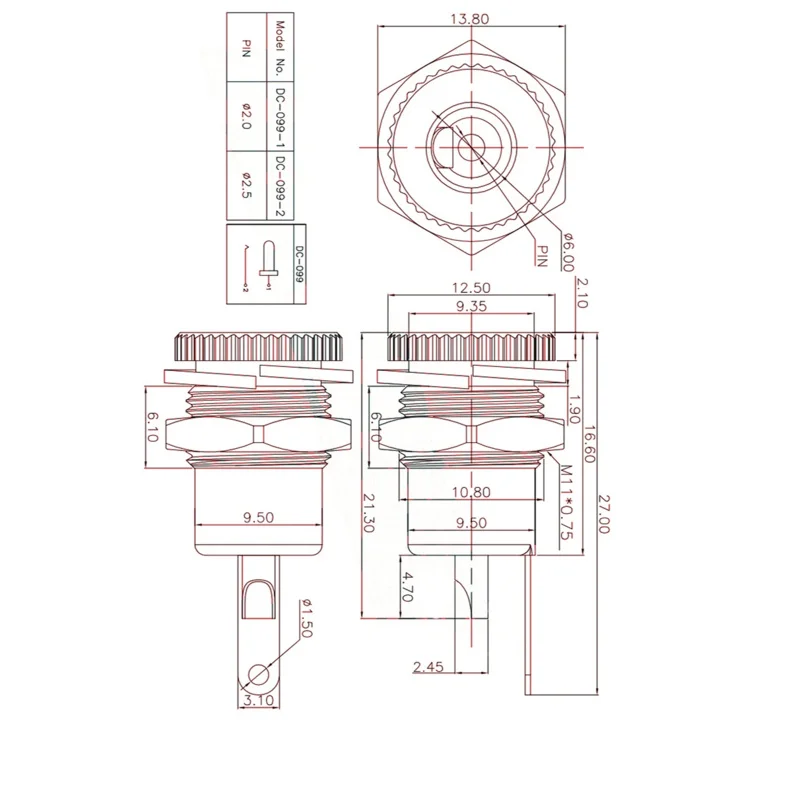 1Sets DC099 5.5 mm x 2.1mm DC Power Jack Socket Female Panel Mount Connector metal 5.5*2.1 5.5*2.5 Waterproof Connector Jack
1Sets DC099 5.5 mm x 2.1mm DC Power Jack Socket Female Panel Mount Connector metal 5.5*2.1 5.5*2.5 Waterproof Connector Jack